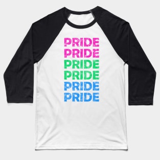 Polysexual Pride Flag Colors Repeating Text Design Baseball T-Shirt